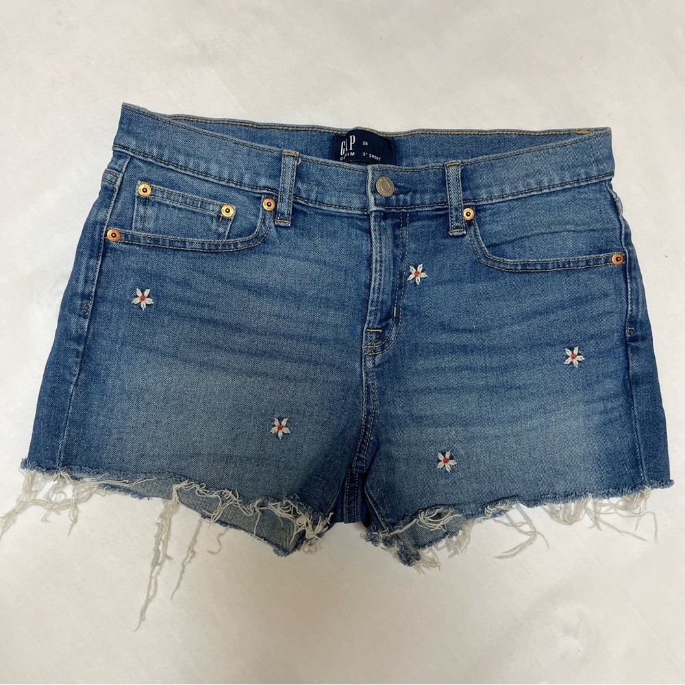 GAP Denim Blue Floral Jean Short
